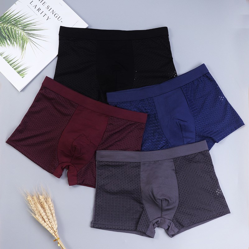 Quần Sịp Đùi Thông Hơi Cao Cấp, QUẦN SỊP BOXER NAM, Chất Liệu Cực Mát Và Co Giãn Tốt - Quần Sịp Nam, Combo 4 Quần Lót Nam