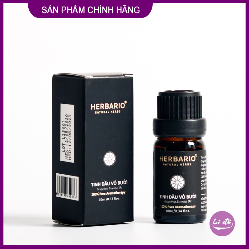 [HCM]Tinh dầu vỏ bưởi nguyên chất herbario 10ml pomelo chăm sóc tóc: Giúp tóc giảm gảy rụng hỗ trợ tóc mọc nhanh dài dày hơn Xông thơm phòng xông xe Sản xuất quy trình cGMP Tiêu chuẩn ISO 9001:2015