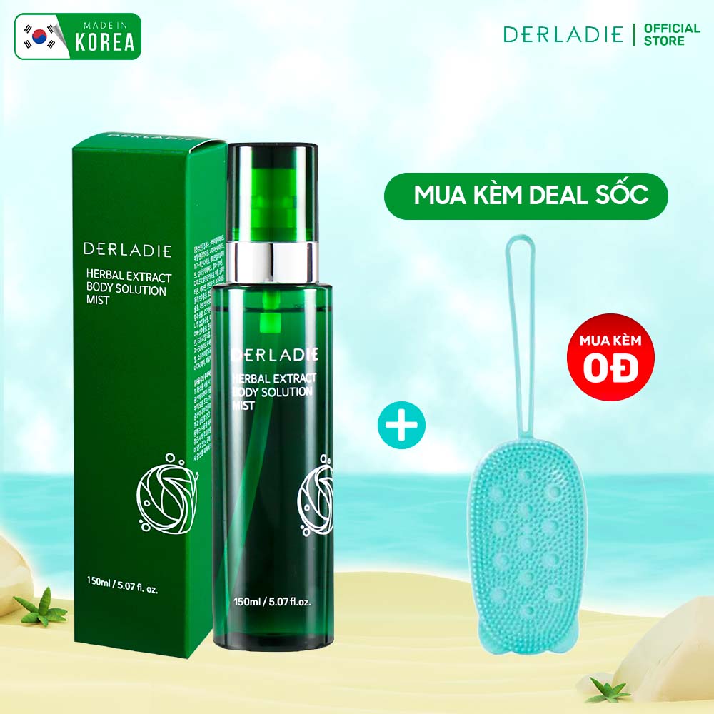 Xịt 4in1 loại bỏ mụn, mờ thâm, giảm viêm nang lông derladie herbal extract body solution mist 150ml