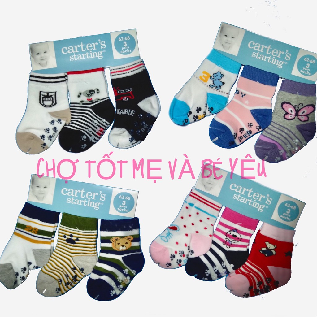 Set 3 tất,vớ carter cho bé có chống trượt