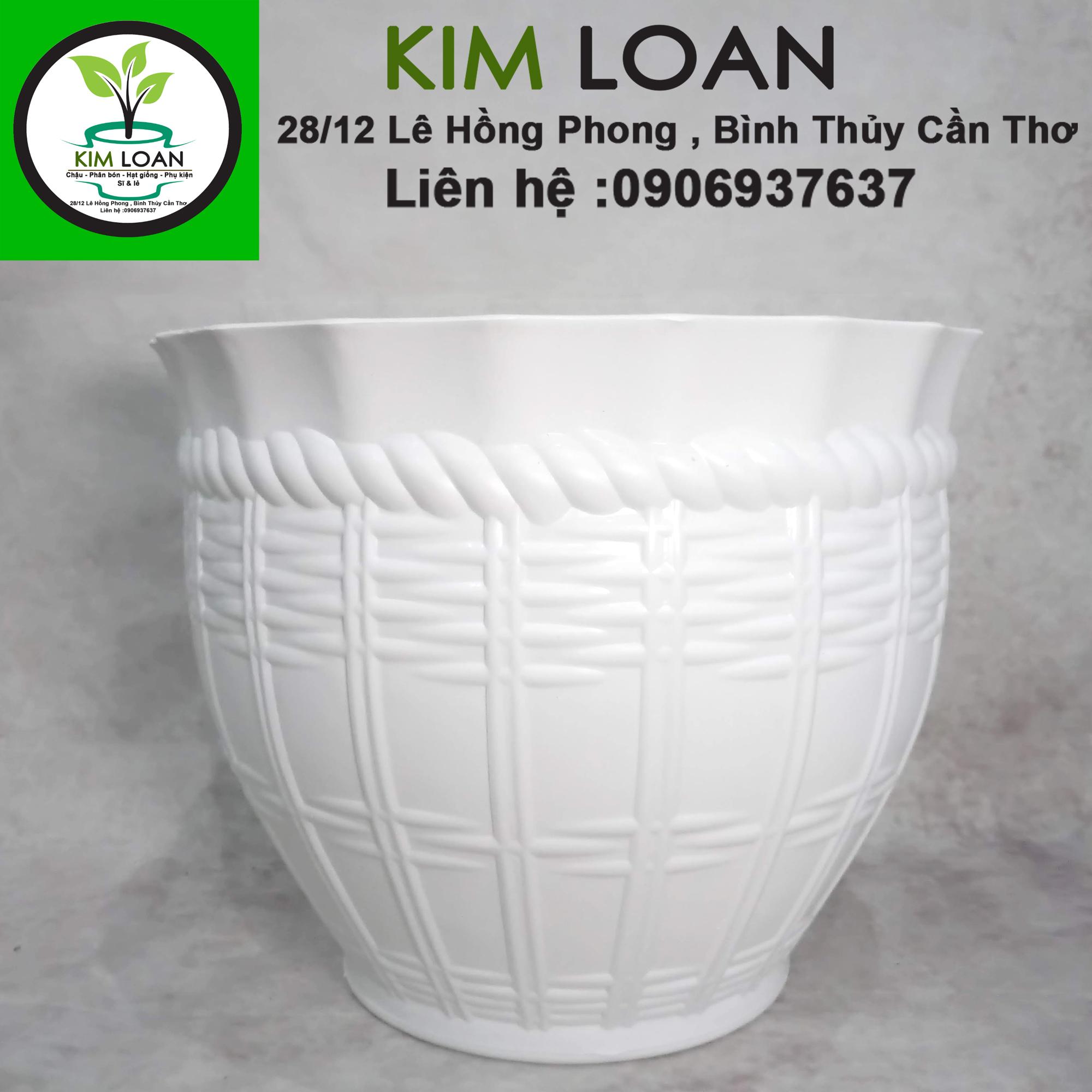 Combo 4 chậu nhựa tròn sọt tre cao cấp 38x30cm