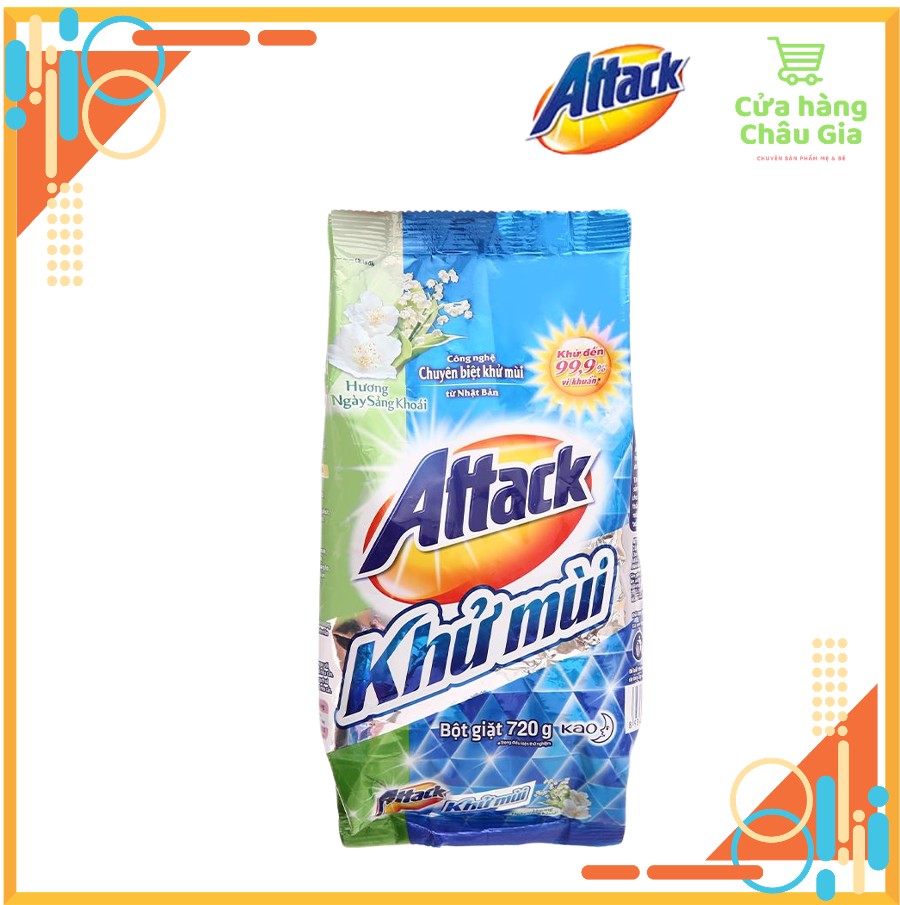 Combo 5 gói 720gr bột giặt attack thương hiệu nhật bản.