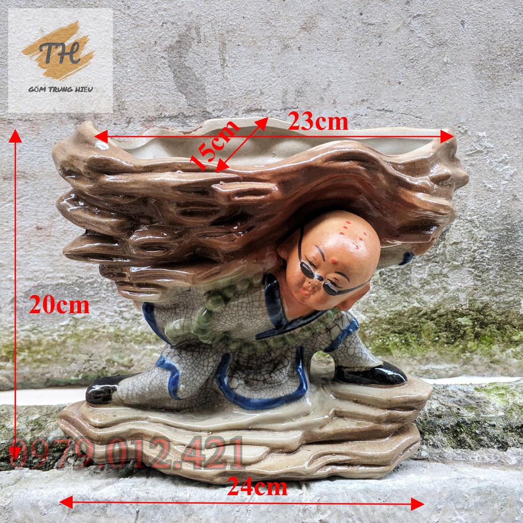Chậu tượng chú tiểu gốm Bát Tràng