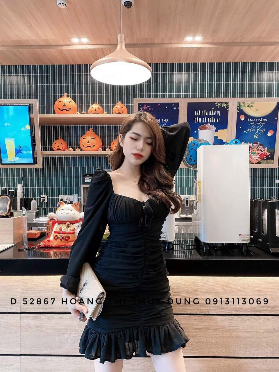 Đầm body nhún đuôi cá tay dài tôn dáng xinh