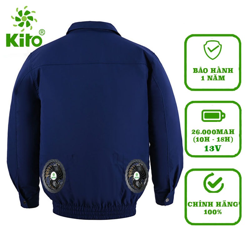 Áo điều hòa KITO chính hãng Nhật Bản [ PIN CHUẨN DUNG LƯỢNG 26.000MAH + QUẠT 13V ] Tặng 2 túi đá khô