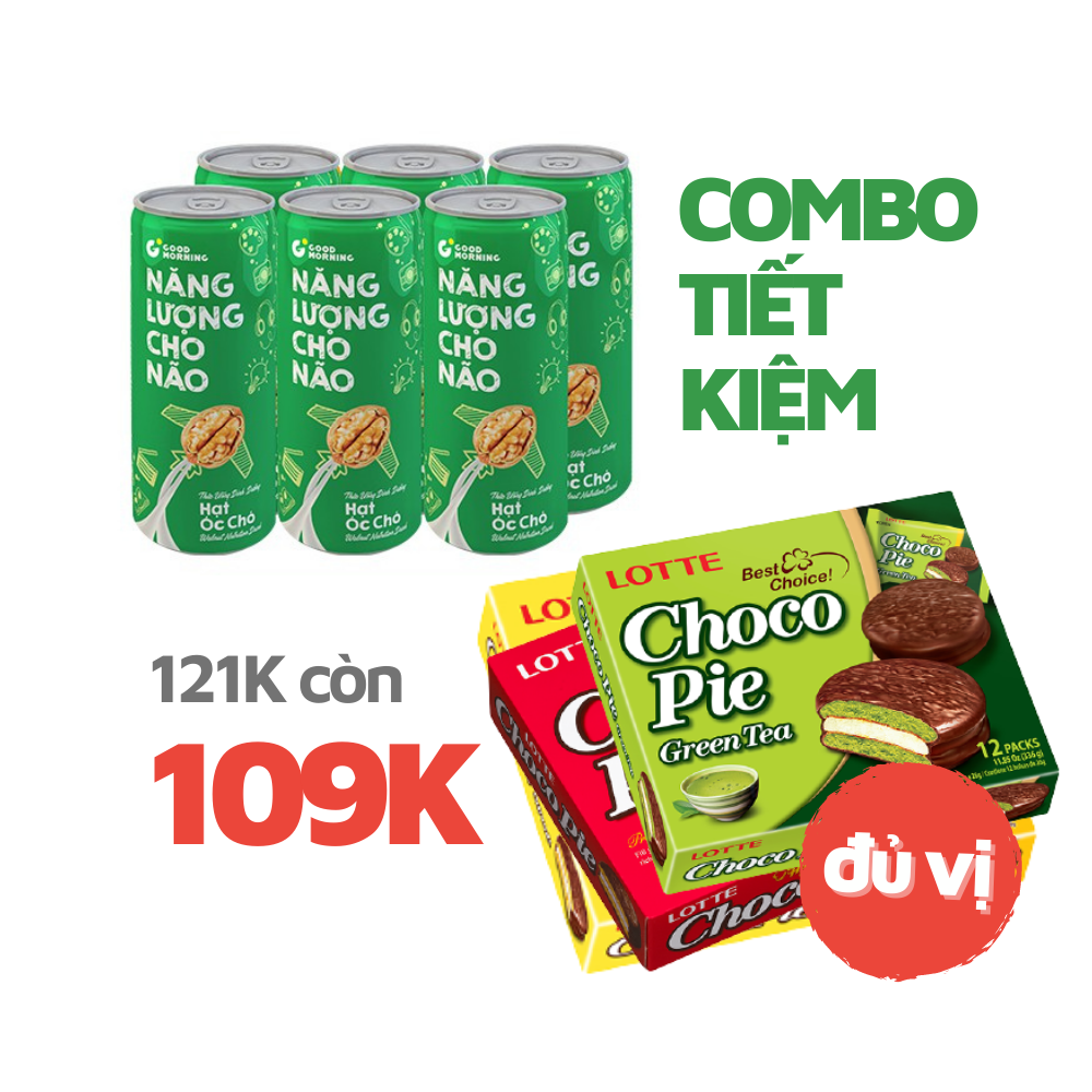 Combo 01 Thức uống dinh dưỡng từ hạt Good Morning & 01 Hộp bánh Lotte Chocopie