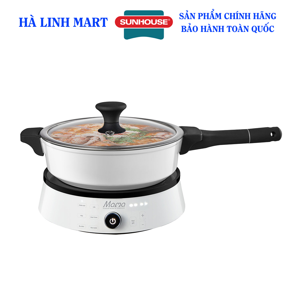 BẾP ĐIỆN TỪ CẢM ỨNG SUNHOUSE MAMA SHD6875 - Bếp từ đơn có màn hình LED, Công suất 2100W, Tặng kèm nồi lẩu đáy từ chống dính, Bảo hành 24 tháng