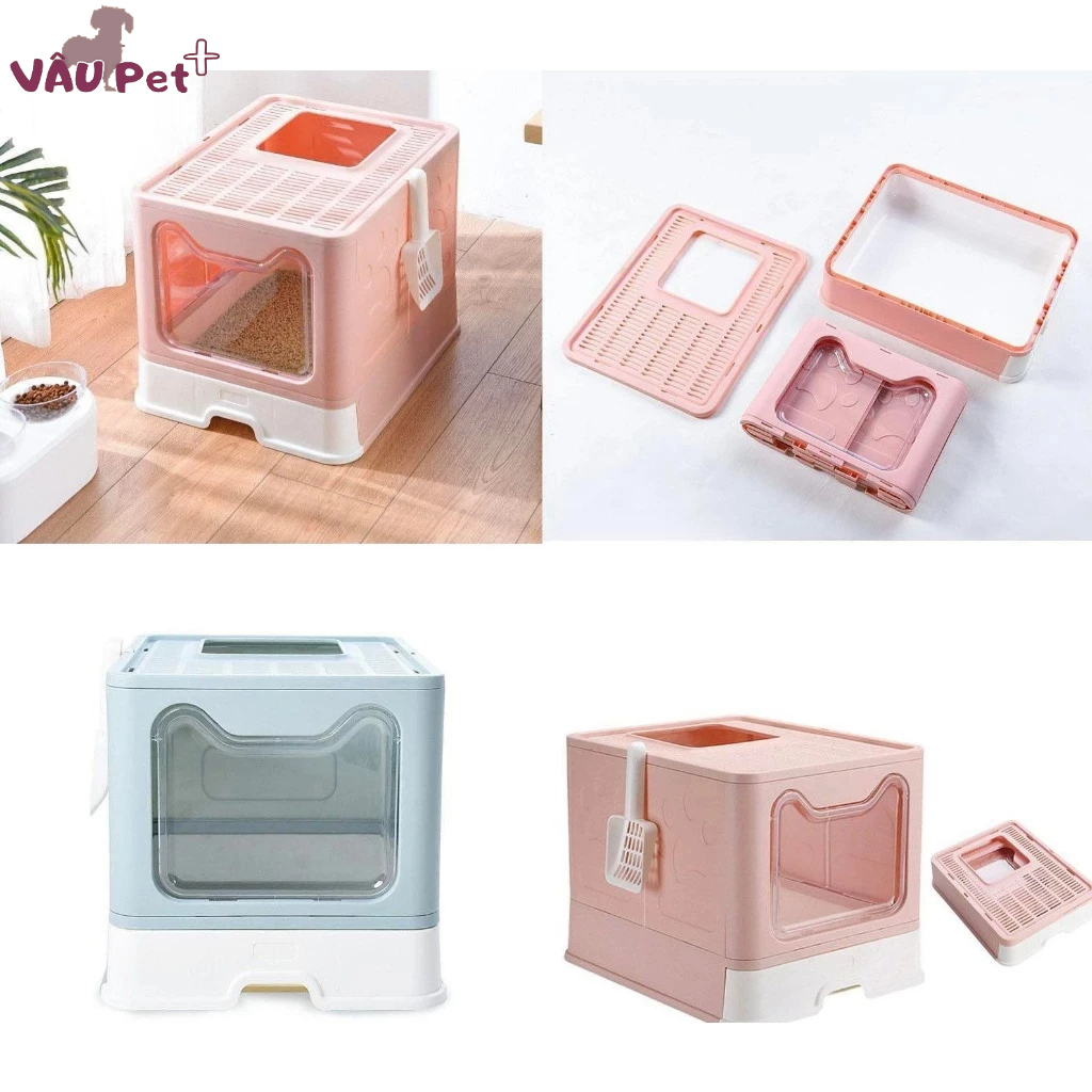 Nhà vệ sinh mèo vuông cao cấp có ngăn kéo kèm xẻng