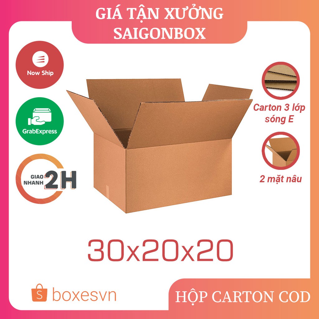 [GIÁ TẬN XƯỞNG] Combo 20 thùng hộp giấy carton size 30x20x20 cm đóng gói hàng hóa