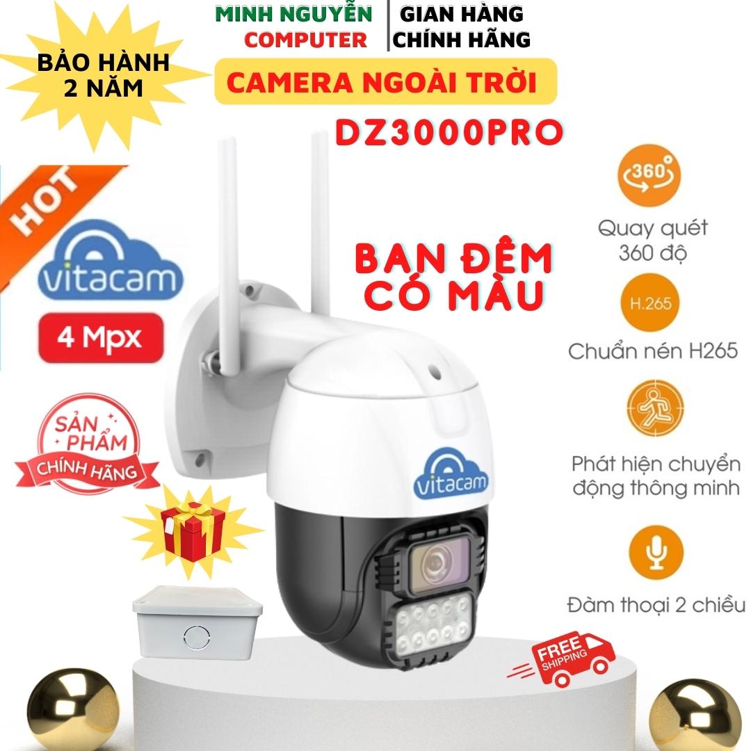Camera wifi ngoài trời vitacam dz3000 pro 4mpx 2k led trợ sáng quay đêm có màu, đàm thoại 2 chiều - mới 2023