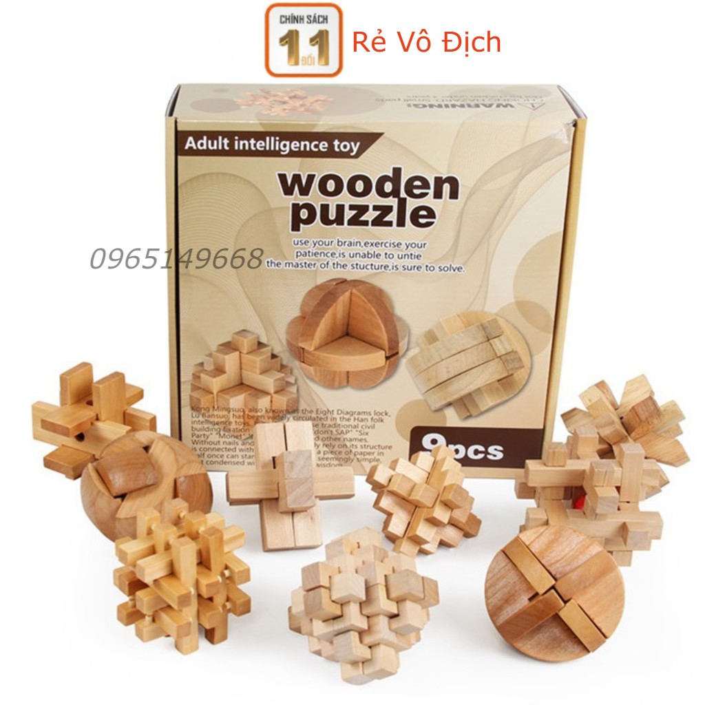 Khóa Khổng Minh bằng gỗ đồ chơi cho bé