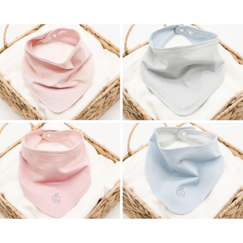 Lapome - Set 2 Yếm Tam Giác Kẻ Sọc - Chất liệu thoáng mát - Sản phẩm an toàn tuyệt đối với Trẻ - Màu sắc tươi mới.