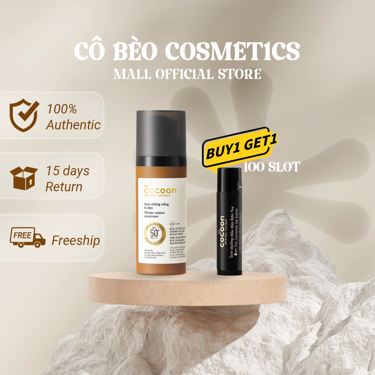 Kem chống nắng cocoon bí đao quang phổ rộng 50ml spf 50 + pa ++++