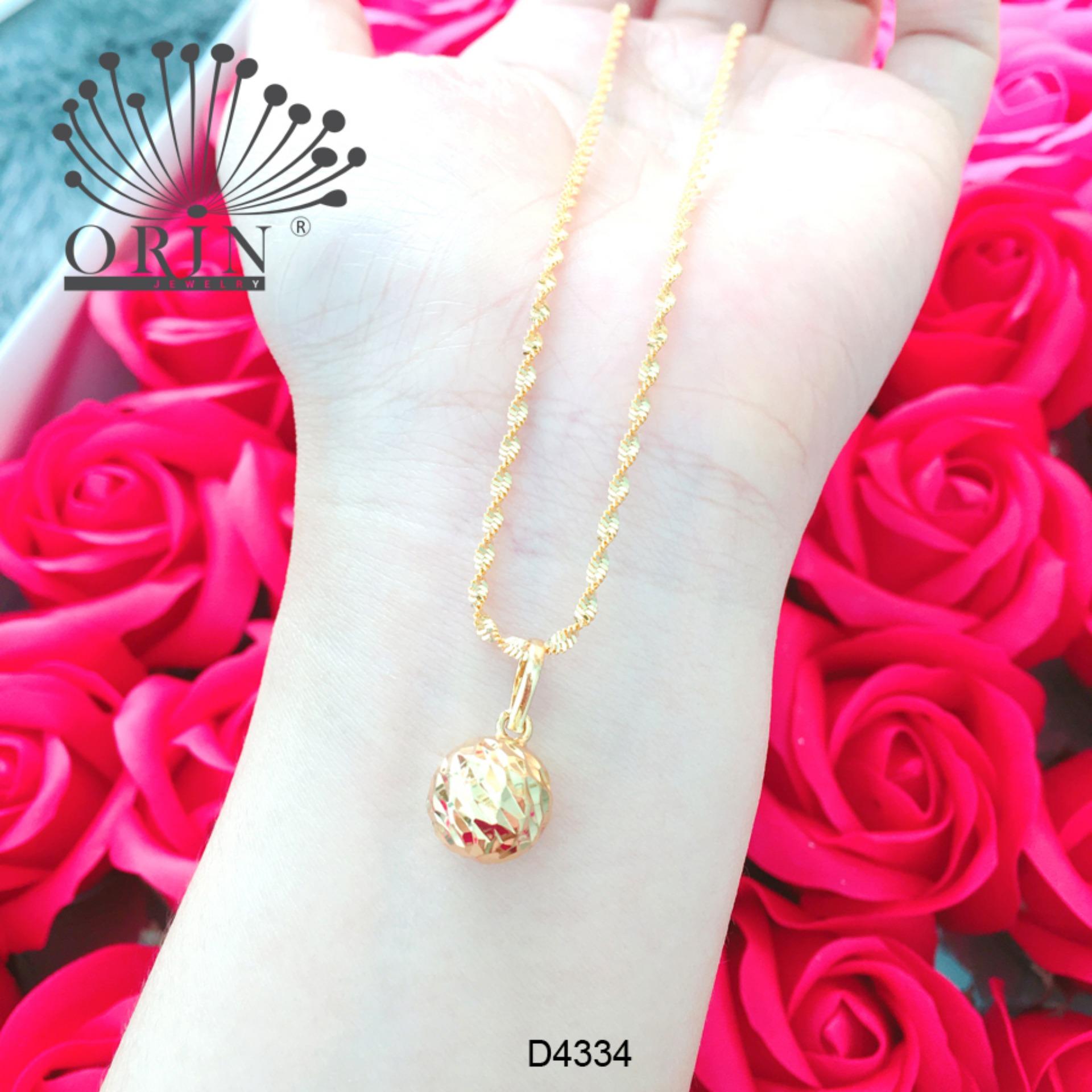 Dây chuyền dạng xoắn bền màu mặt trái châu khía sáng khắc máy thiết kế thời thượng Orin D4334