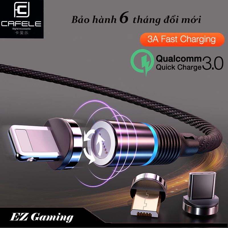 Cáp sạc nam châm  CAFELE thế hệ mới 2019,lực hút siêu mạnh, sạc nhanh QC 3.0 micro USB, Iphone, USB Type C.