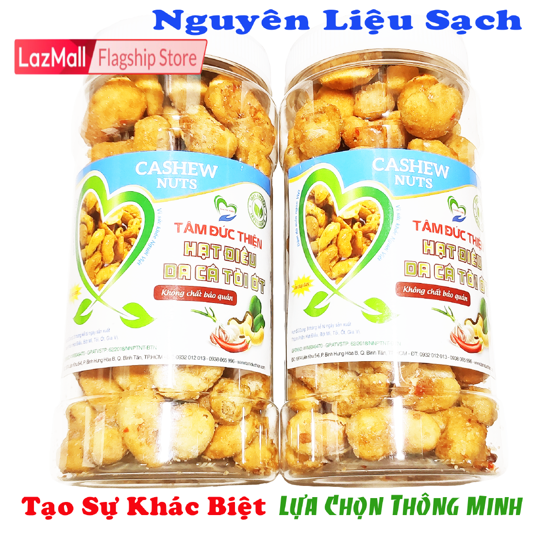 Combo 2 Hộp Hạt Điều: Da Cá Tỏi Ớt Tâm Đức Thiện Hộp 230GR Thực Phẩm Ăn Liền đồ ăn vặt Lazada bánh kẹo quà Tết