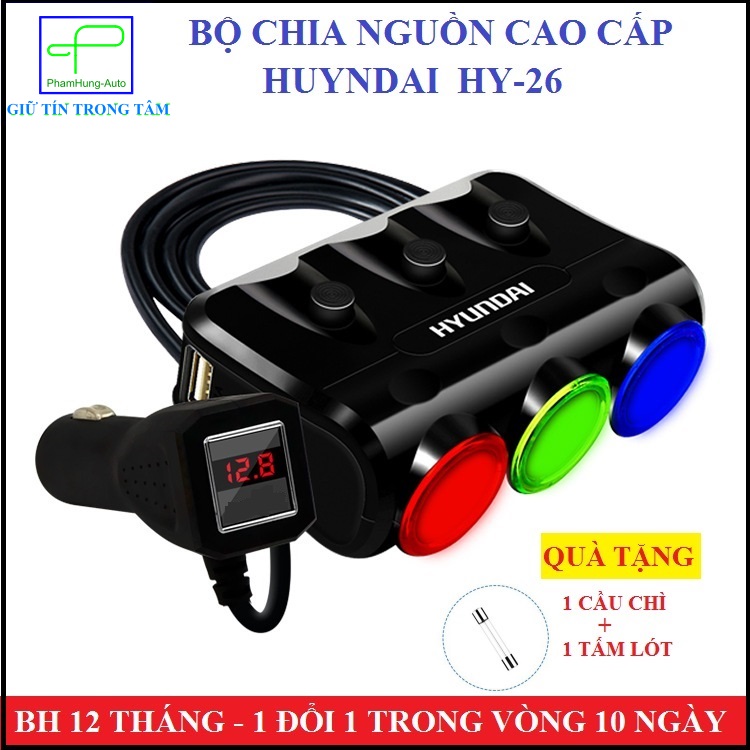 Bộ chia nguồn kết hợp sạc nhanh và hiển thị điện áp dành cho xe hơi 2020 { CÓ DÂY } cao cấp[ Quà tặng]. Bộ chia nguồn 3 Dock sạc 2 cổng USB công suất 120W thông minh kết hợp hiển thị theo dõi điện áp hệ thống điện