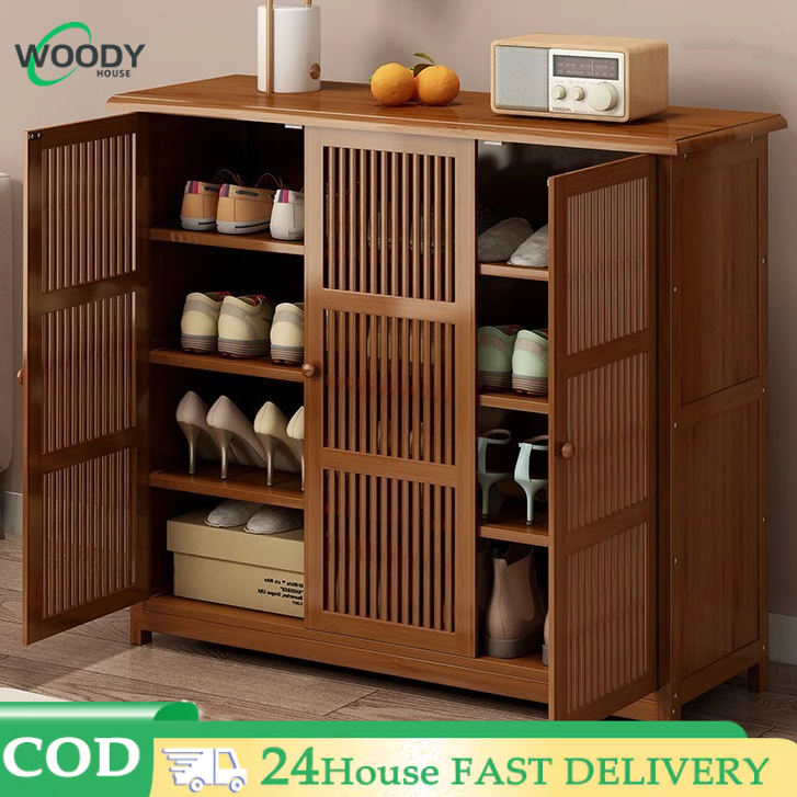 Tủ giày tre Tủ giày Tủ giày gỗ Tủ giày đa năng Giá để giày