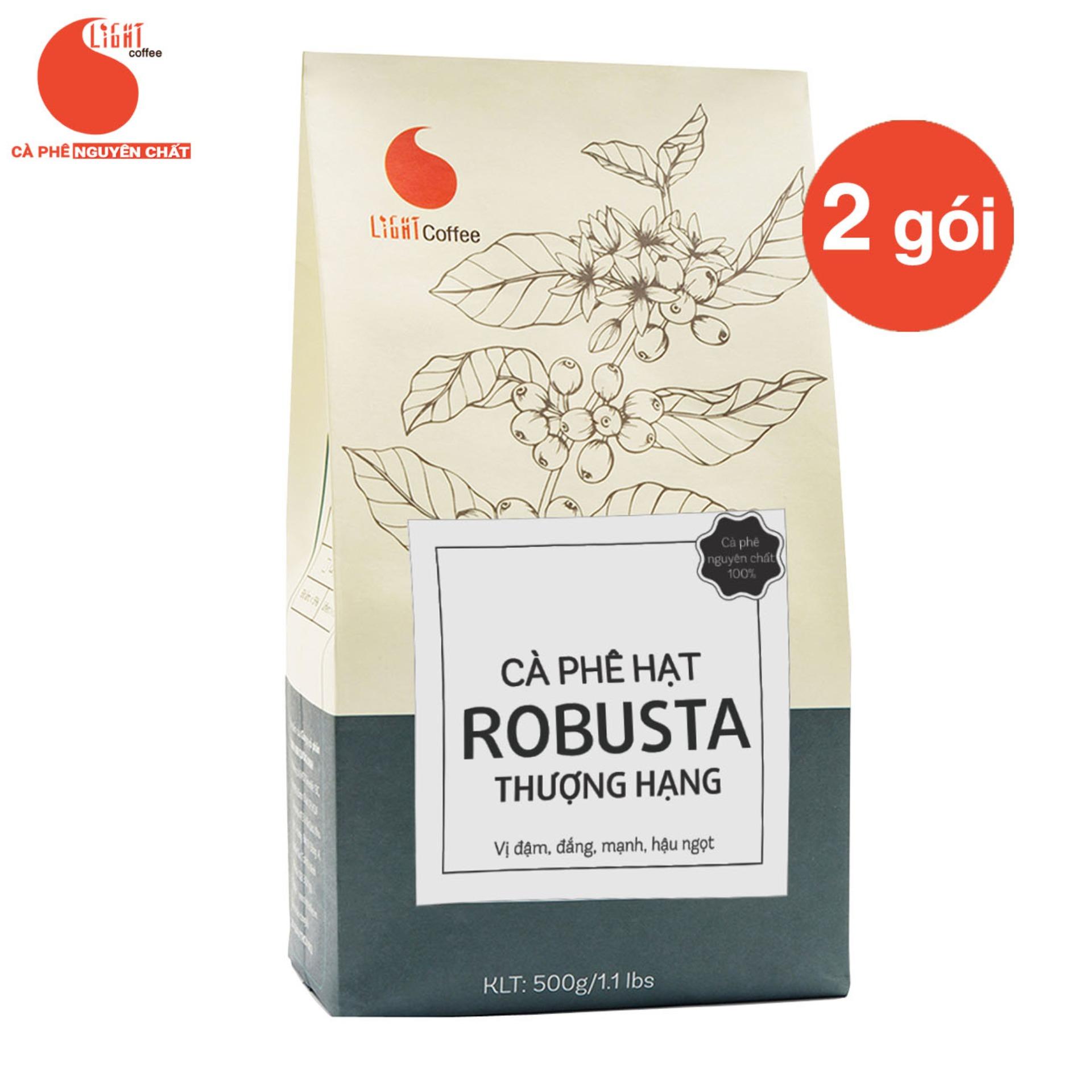Cafe hạt robusta nguyên chất 100% - loại 1 - light coffee - 2 gói