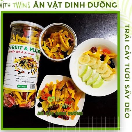 Cho bà bầu, cho bé - mix 5 loại trái cây tươi thập cẩm sấy dẻo tự nhiên