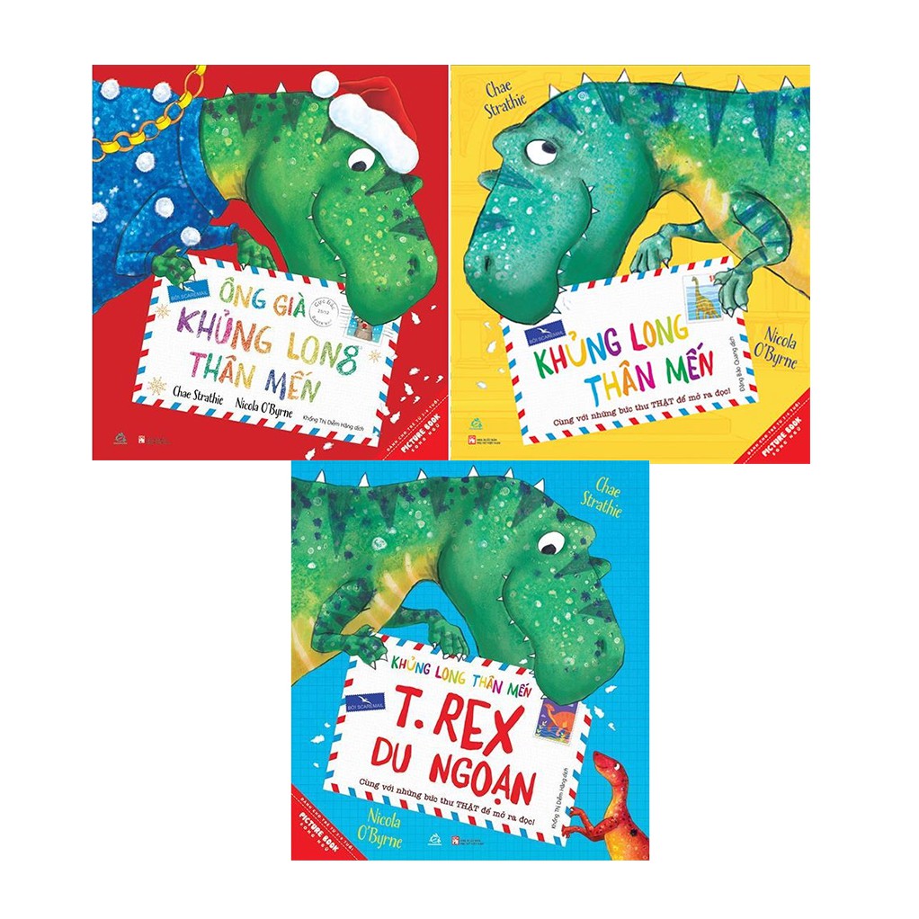 Sách -Combo 3 cuốn Khủng long thân mến+T. Rex du ngoạn+Ông già Khủng long thân mến+ postcard Noel - Mhbooks