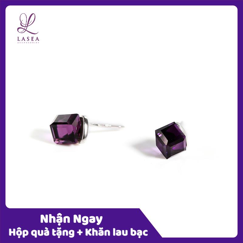 Bông tai nữ trang sức bạc ý s925 lasea - hoa tai pha lê đá zircon e030