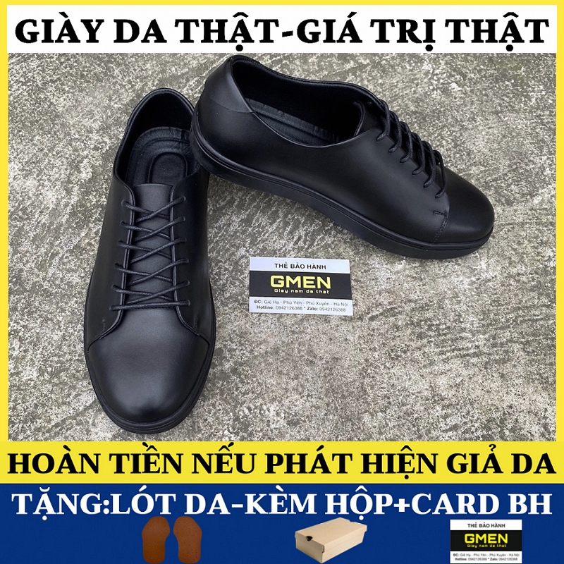 Giày Da Nam Buộc Dây Chất Liệu Da Bò Cao Cấp Đế Cao Su Êm Phong Cách Trẻ Trung GM0116