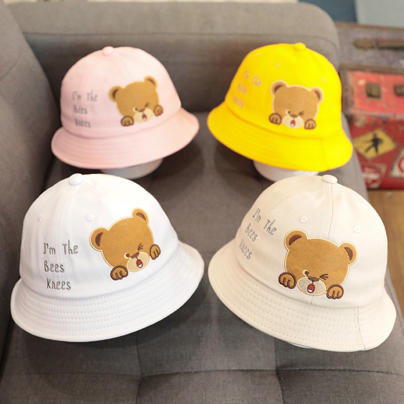 Nón trẻ em, mũ cho bé hình gấu cute vải cotton mềm êm -dn
