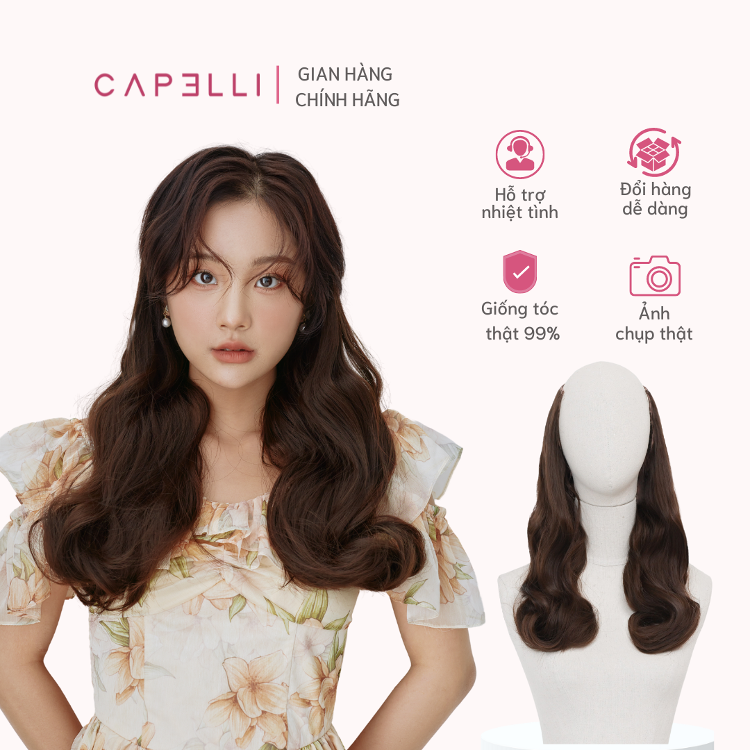 Tóc kẹp u capelli dáng xoăn sóng nước 45cm