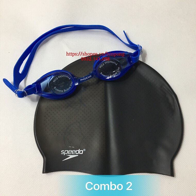 Combo nón bơi và kính bơi phoenix 203