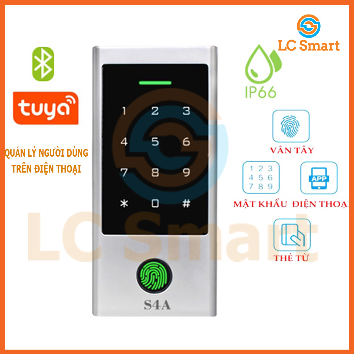 Đầu đọc vân tay, Pass, thẻ từ dùng TUYA/TTLOCK Bluetooth điều khiển khoá điện - Phù hợp cho nhà trọ