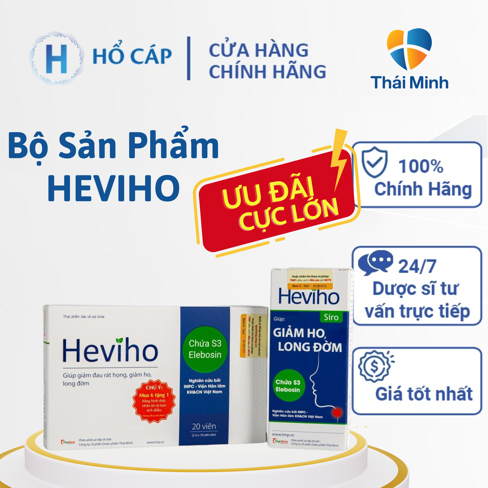 Siro Heviho hỗ trợ giảm đau rát họng, giảm ho, long đờm