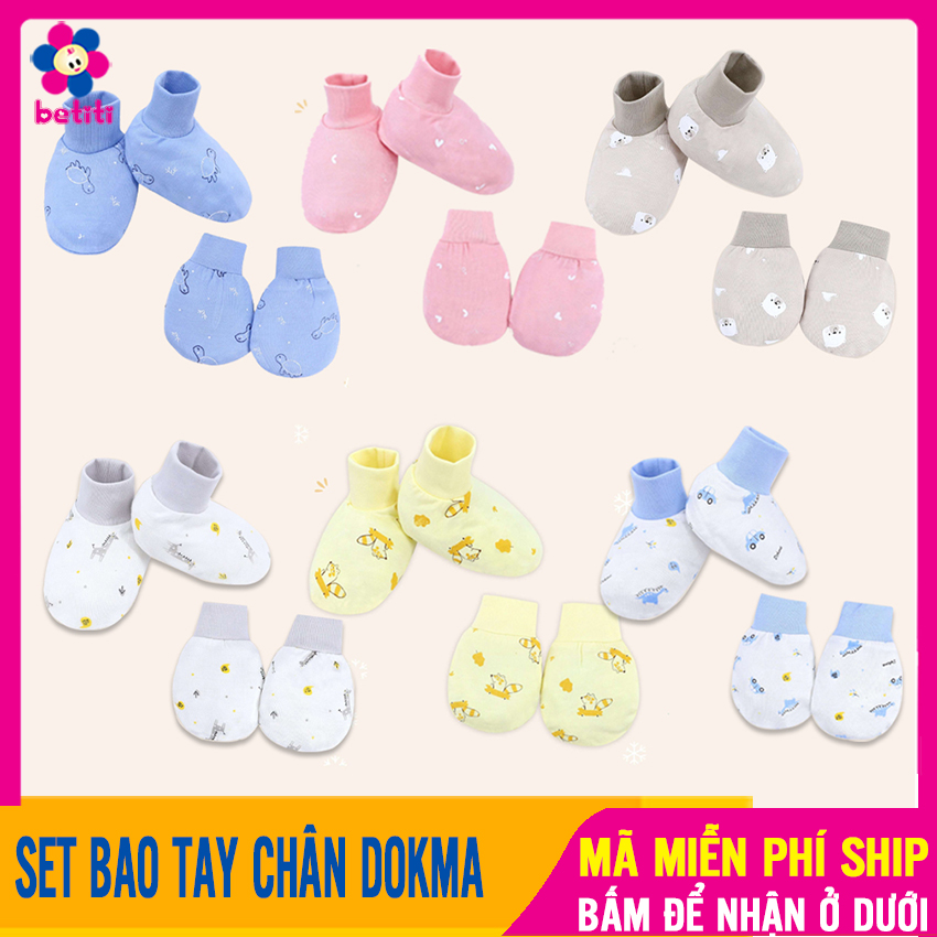 Set bao tay chân dokma cho bé sơ sinh mềm mại, thoáng mát, nhiều họa tiết - bao tay bao chân bo chun cho bé, bao tay trẻ sơ sinh, bao chân em bé, bao tay tre em, bao chân cho bé - bộ bao tay, bao chân dokma