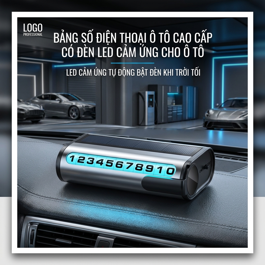 Bảng Ghi Số Điện Thoại Ô Tô Xe Hoi cao cấp Có Đèn Led Cảm Ứng Dùng Năng Lương Mặt Trời Bằng Hợp Kim Dành Cho Mọi Loại Xe. Bảng số điện thoại cho ô tô mẫu mới KT 105mm x 58mm x 28mm - Phụ kiện 4 Bánh