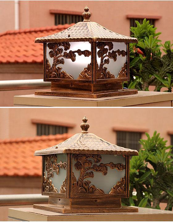 Đèn trụ cổng dùng điện hình Cây Tùng