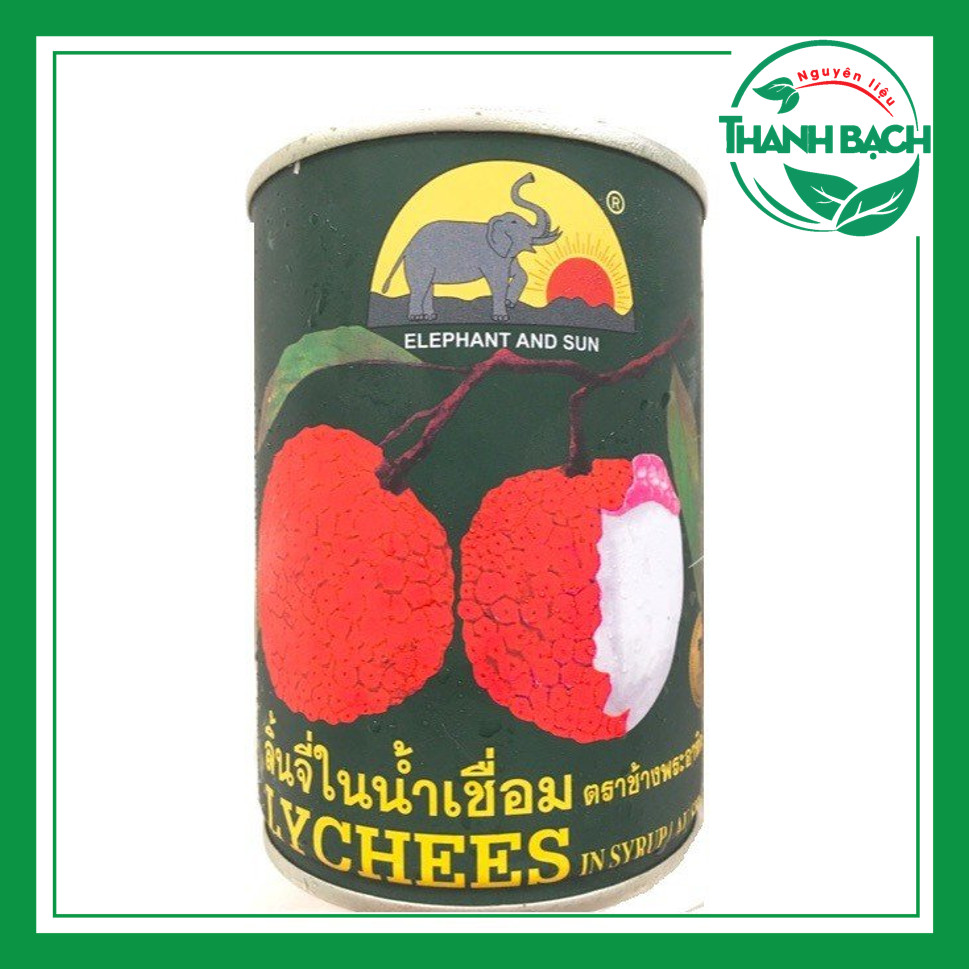 Vải Thiều Ngâm Thái Lan nhãn hiệu con voi Lon 565g
