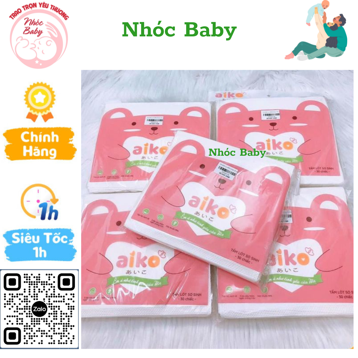 Tấm lót sơ sinh aiko lót phân xu aiko 30 miếng/ túi - 1 đổi 1 nếu lỗi nsx
