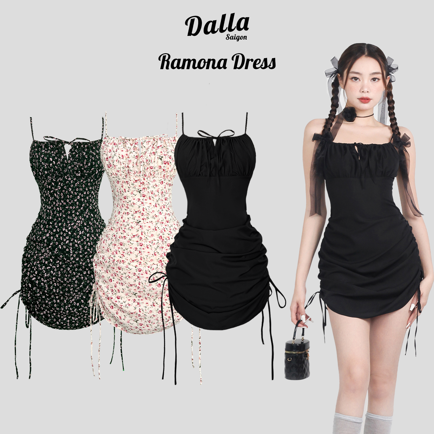 Dalla đầm dây ôm rút hai bên
