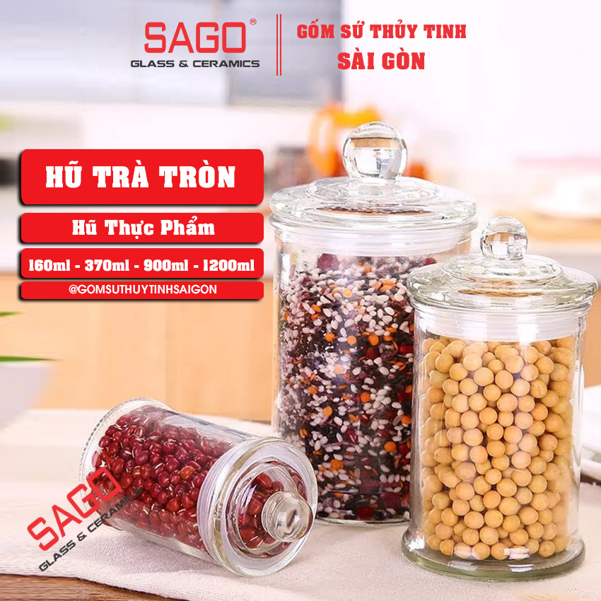 Hũ Thủy Tinh Tròn Trụ Nắp Thủy Tinh | Tùy Chọn Dung Tích