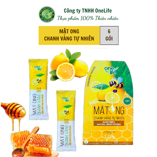 [Free Ship & Quà tặng sức khỏe] Hộp 6 gói Bột Mật Ong Chanh Vàng hòa tan uống liền nguyên chất, giảm cân OneLife, khuyến mãi tặng kèm 2gr Bột Rau Má