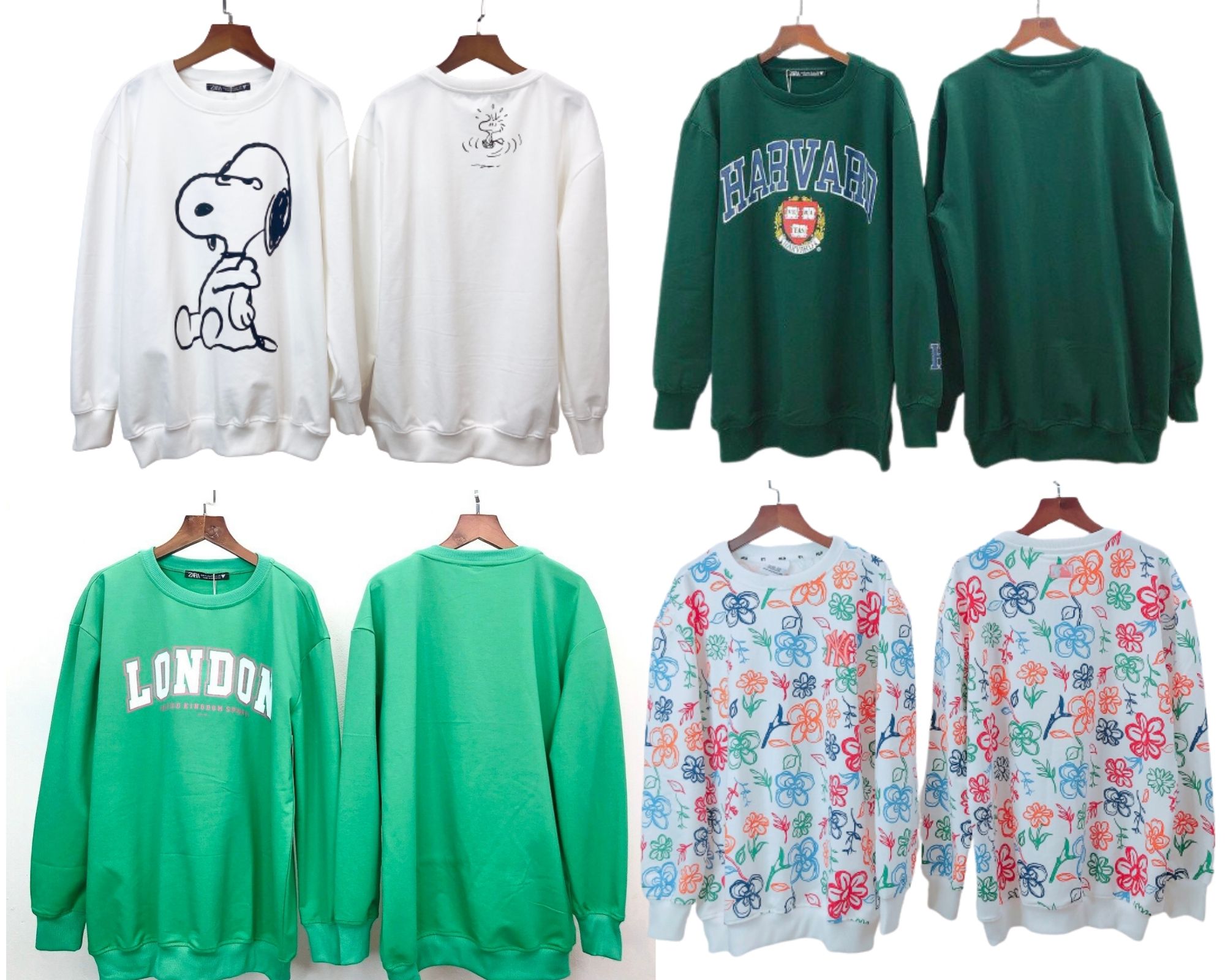 [HCM] Áo thun sweater nữ tay dài nhiều mẫu Cá sấu màu hồng, Snoppy đen, họa tiết hoa chất nỉ da cá xịn