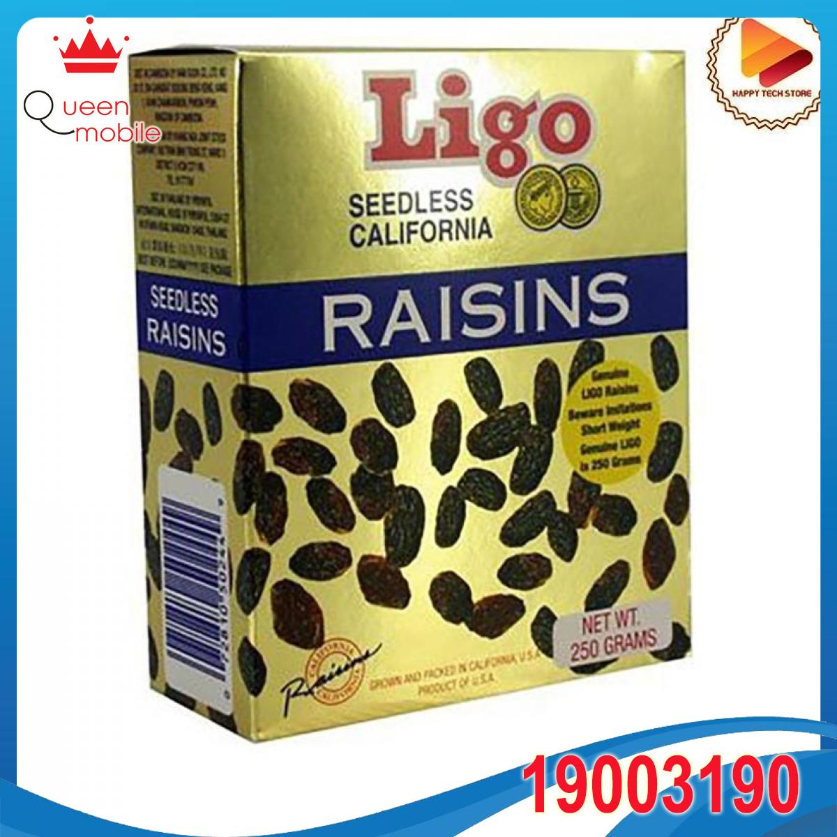 Nho khô mỹ không hạt ligo hộp 250gr