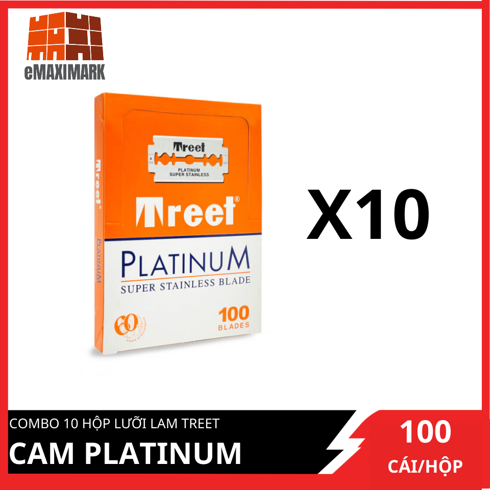 Combo 10 lưỡi lam treet cam platinum hộp 100 lưỡi
