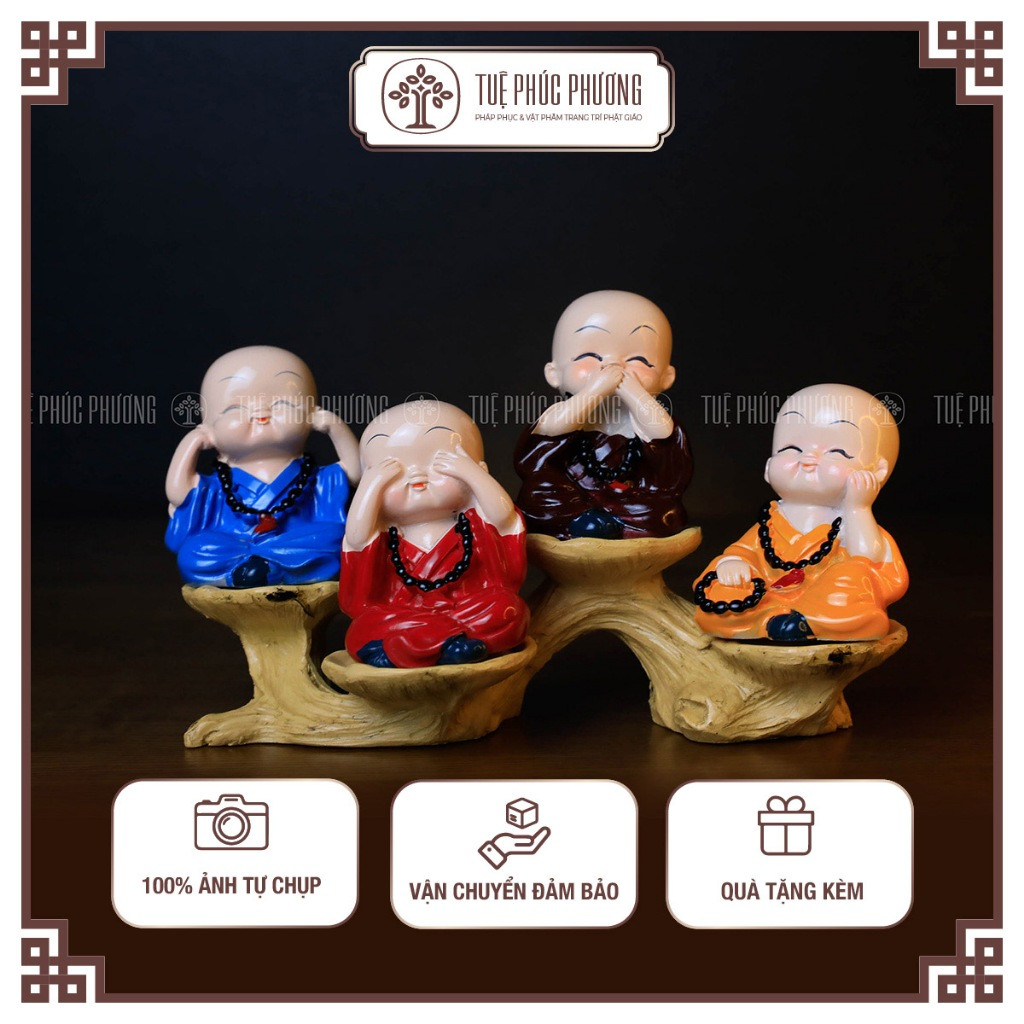 Set tượng 4 chú tiểu Tứ đại giai không kèm đế ngồi