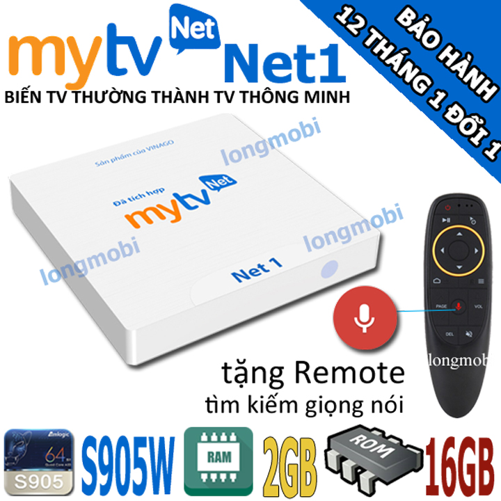 Mytv Net Amlogic S905W Ram2GB ATV9.0, Tặng Remote Seach Voice