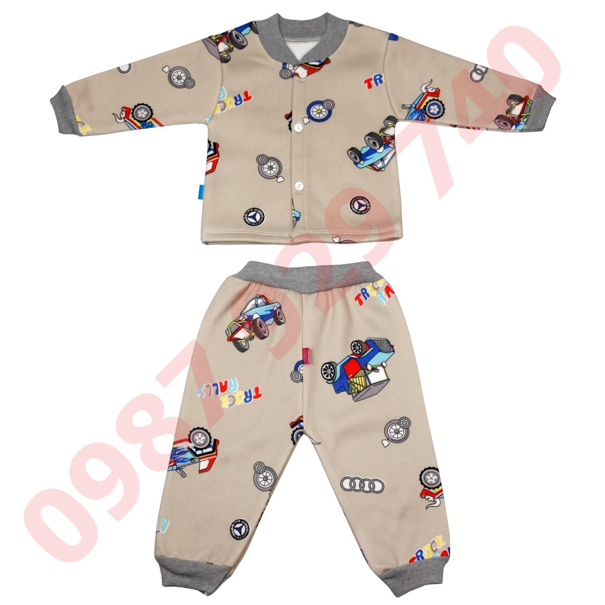 Bộ quần áo nỉ lót bông cực đẹp cúc cài giữa cho bé trai từ 4-14 kg _BNTC (ảnh thật) bộ quần áo thu đông cho bé bộ nỉ bông