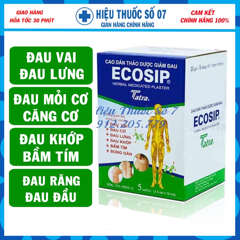 Cao dán thảo dược giảm đau Ecosip Tatra gói 5 miếng