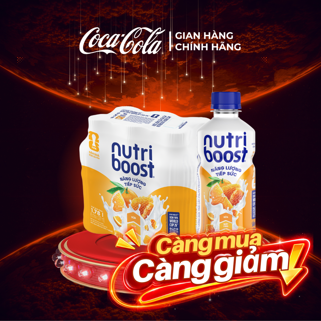 [SIÊU SALE ] Lốc 6 Chai Thực phẩm bổ sung Nước uống sữa trái cây Nutriboost hương cam 297ml/Chai Sale 8.8 Coca-Cola Chính Hãng_LD