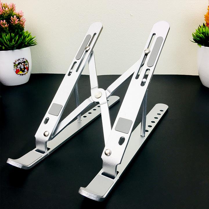 Giá đỡ laptop bằng hợp kim nhôm aluminium điều chỉnh sáu góc độ chiều cao có thể gập lại gấp gọn phù hợp cho laptop macbook từ 11 đến 15 inch khi lắp tản nhiệt không bị rung ổn định chắc chắn