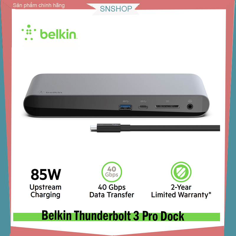 Hub Belkin Thunderbolt 3 Pro Dock USB-C Xuất 2 màn hình 4K 60HZ